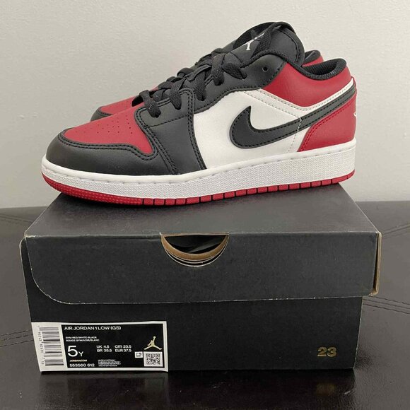 Jordan 1 Low Bred Toe (GS) (553560-612) - Picture 1 of 5